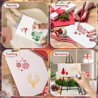 Christmas Stencils 56 Pcs for Cookies, Cakes & Cups - Reusable PET Templates (Variation: Christmas)