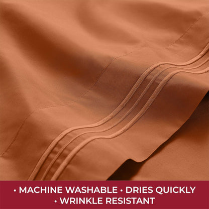 Mellanni RV Short Queen Sheets - 4 PC Iconic Collection Bedding - Hotel Luxury, Extra Soft, Cooling Bed Sheets - Deep Pocket up to 10 inch (RV/Short Queen, Terracotta)