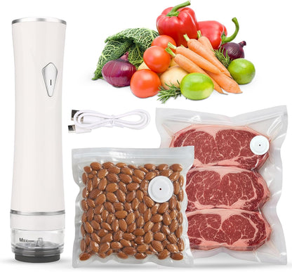 Skiennix Handheld Vacuum Sealer - USB Rechargeable with 30 Reusable Bags | Compact Food Storage Solution