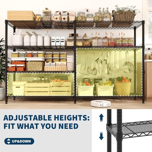 Garvee 70.8" W Metal Shelving Unit - 4-Tier Heavy Duty Wire Storage Rack for Kitchen & Bedroom