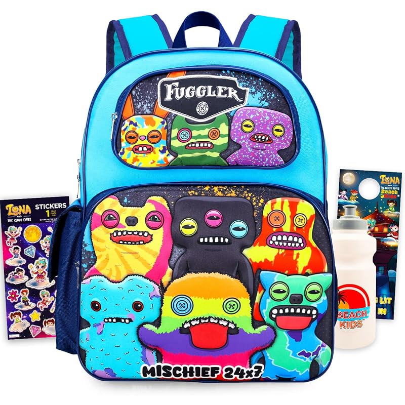 Fuggler Kids Backpack Bundle – 16-Inch School Bag with Water Bottle & Stickers