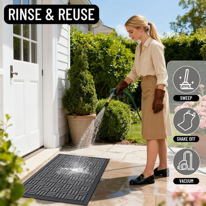 OLANLY Heavy Duty Front Door Mat - Absorbent Natural Rubber | Non-Slip, Stain & Fade Resistant, 29.5x17, Grey