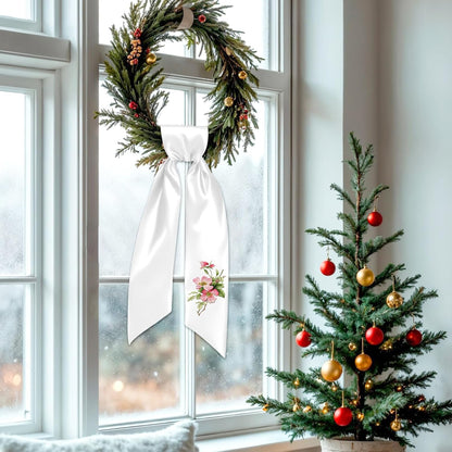 Skiennix 4Pcs White Wreath Sash - Blank Ribbon for Easter & Spring Decor | 5in x 44in
