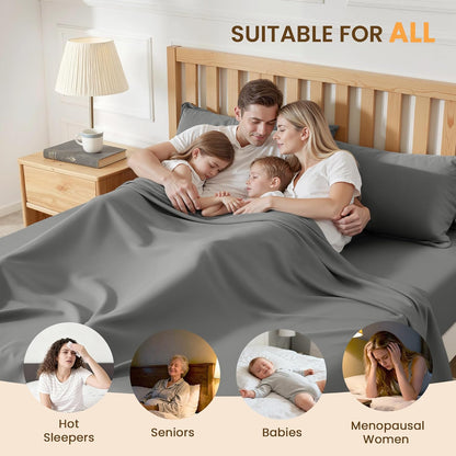 Regine Switzerland Queen Size 4-Piece Sheet Set - Comfy, Breathable & Cooling Bed Sheets - Dark Grey