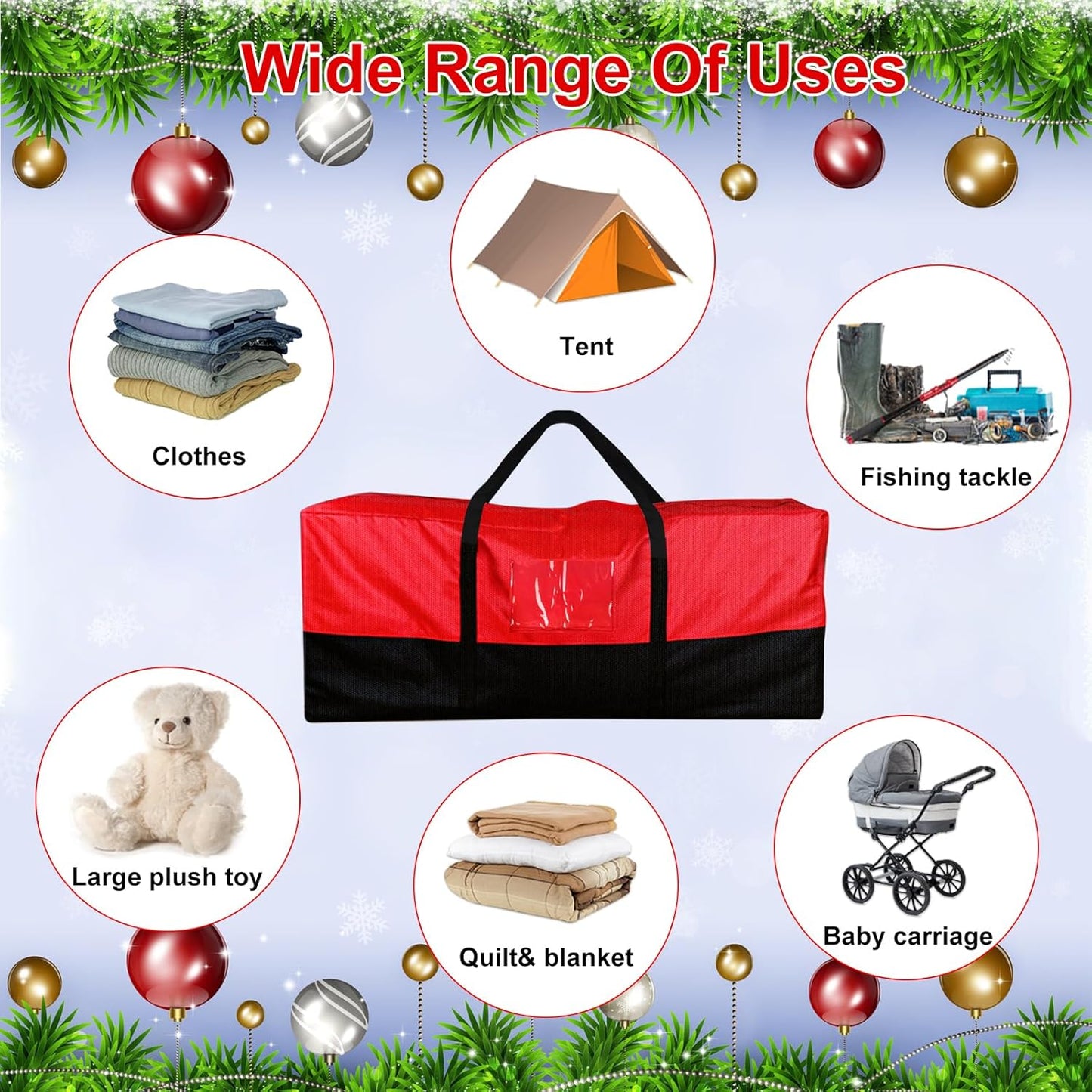 Skiennix Christmas Tree Storage Bag - Heavy-Duty 600D Oxford for 10 Ft Trees | Reinforced Handles & Zipper Pocket