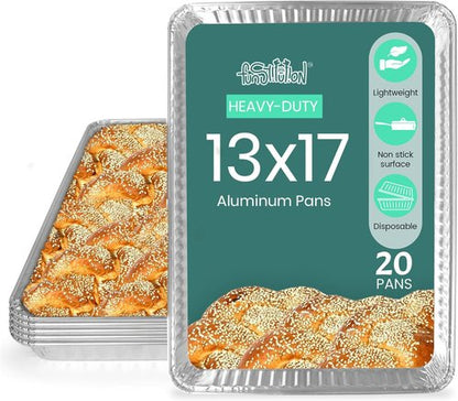 FUNSTITUTION Aluminum Foil Pans - 13x17 Disposable Baking Pans for Grilling, Cooking & Storing (20 Pack)
