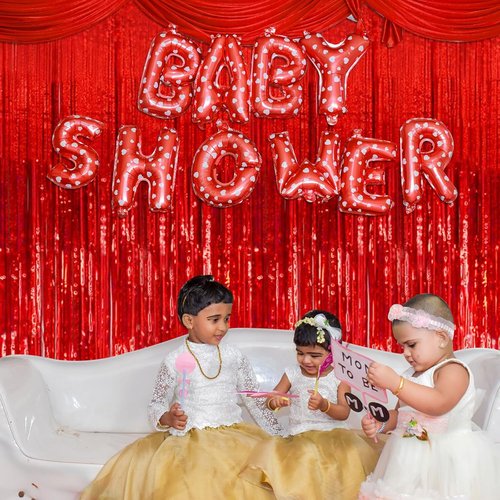 Foil Curtain Backdrop - 20 Pack Red Metallic Tinsel Fringe Curtains for Party & Event Decor