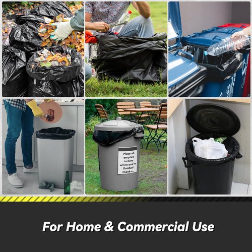 100 Count 55-60 Gallon Trash Bags, Sturdy & Tear-Resistant Commercial Can Liners 55 Gallon, Large Garbage Bags, Large Black Trash Bags for Commercial, Lawn and Leaf Bags