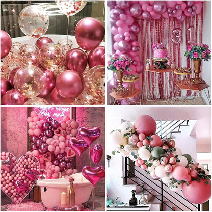 PartyWoo Metallic Pink Balloons - 50 Pcs 5-Inch Dark Pink Balloons for Birthday & Wedding Decor