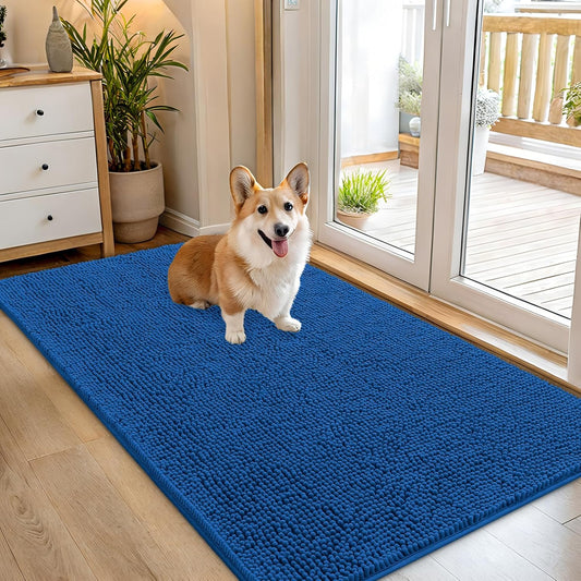 OLANLY Dog Door Mat - Absorbent Non-Slip Washable Doormat for Muddy Paws | 54x32 Deep Navy Blue