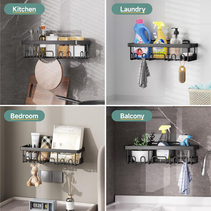 Veken Shower Caddy - Rustproof Adhesive Shelves with Soap Holder | Large Capacity Bathroom Organizer