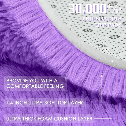 OLANLY Machine Washable Runner Rugs - Soft Fluffy Shaggy Carpet for Bedroom & Hallway | Purple 2x4 ft