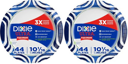 Dixie Paper Plates, 10 Inch, 44 Count | 3X Stronger | Heavy Duty | Microwave-Safe | Soak-Proof