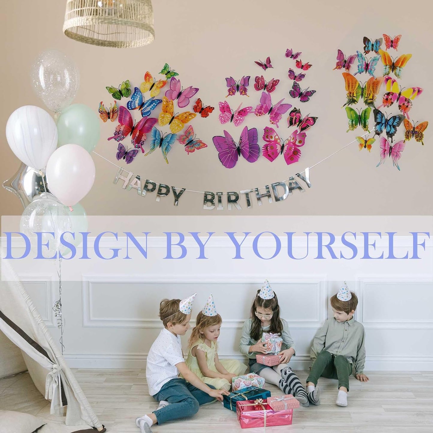 OPSEAM 3D Butterfly Wall Decor - 48 PCS Magnetic Stickers for Party Decorations