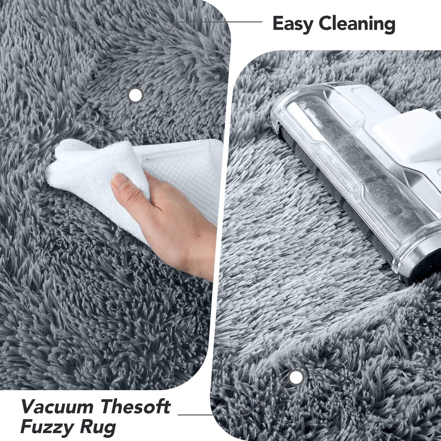 Skiennix Fluffy Area Rug - Soft Grey Shag Carpet for Bedroom & Living Room | 5x7 Plush Design