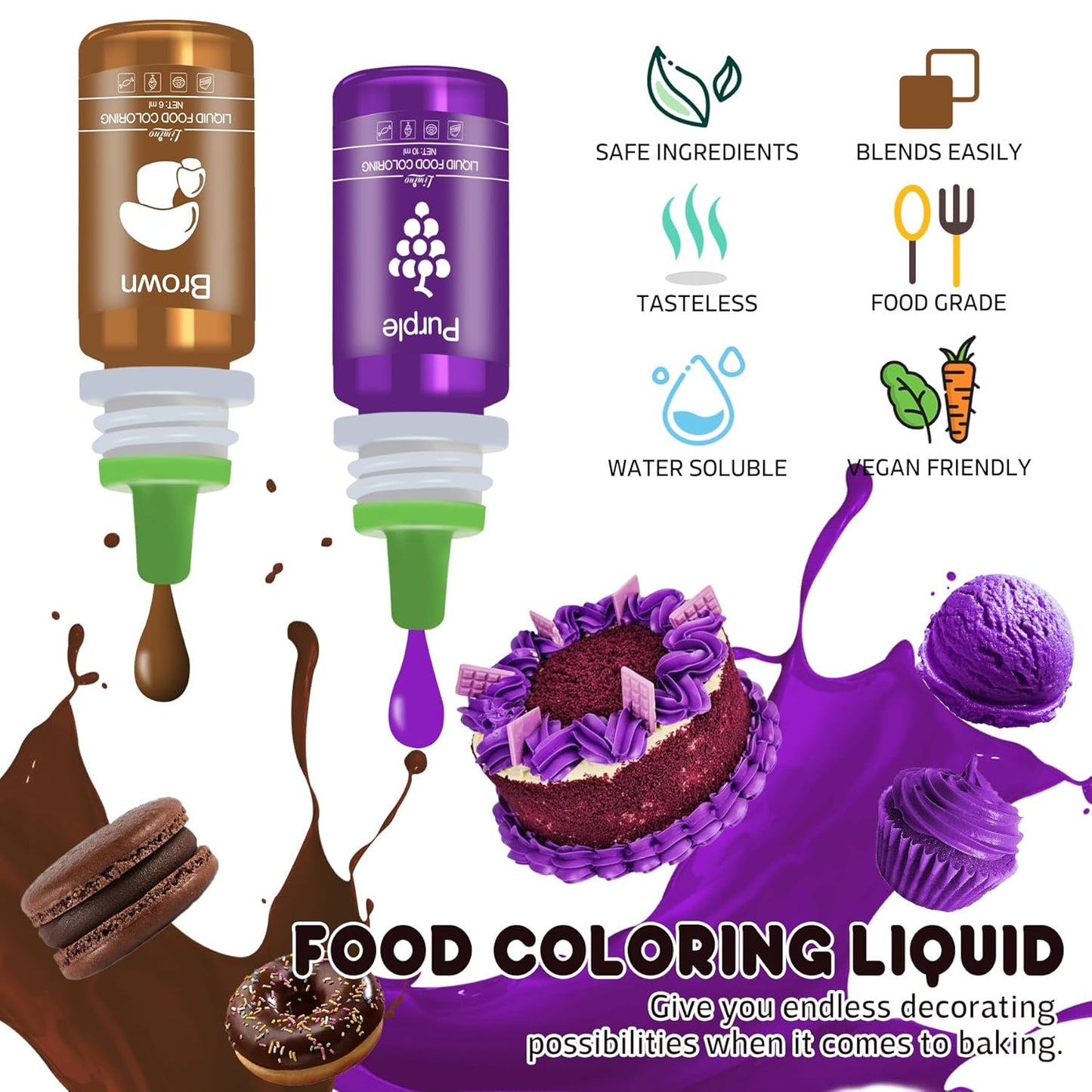 Vivid Food Coloring by [Brand Name] - Tasteless Liquid Dye for Baking & Crafts | 6 fl. oz (White)