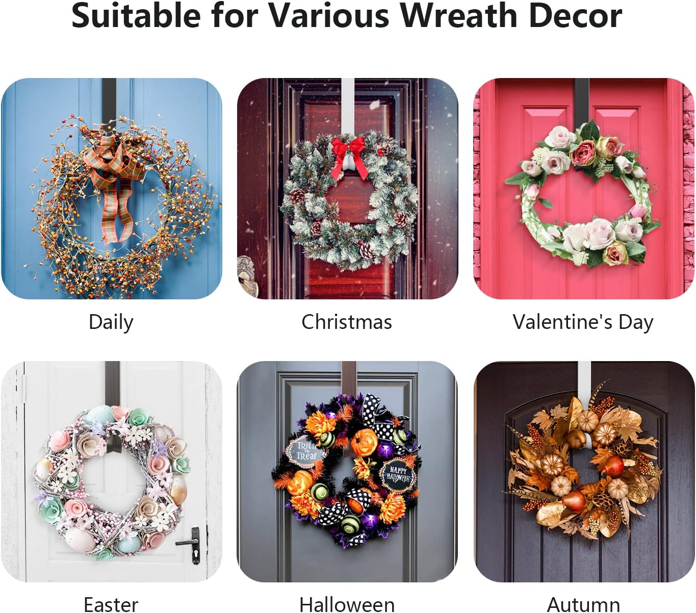 Adjustable Wreath Hanger by [Brand Name] - Over The Door Design, 15 to 25 Inches, Holds Up to 20 lbs | Perfect for Christmas Decor