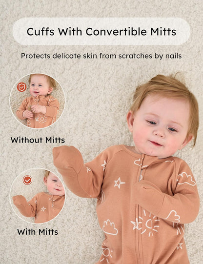 Yoofoss Baby Pajamas - 100% Organic Cotton Sleepers for Newborns | 3-Piece Footed Set (0-9 Months)