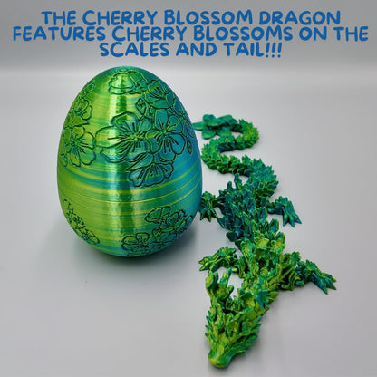 Skiennix Surprise Cherry Blossom Dragon Egg - 14" Articulating Joints for Stress Relief | Blue/Yellow