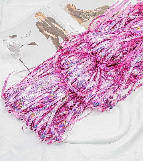 Glitter Pink Foil Fringe Curtain | 2-Pack Metallic Tinsel Backdrop – 3.2x8.2 ft for Parties & Events