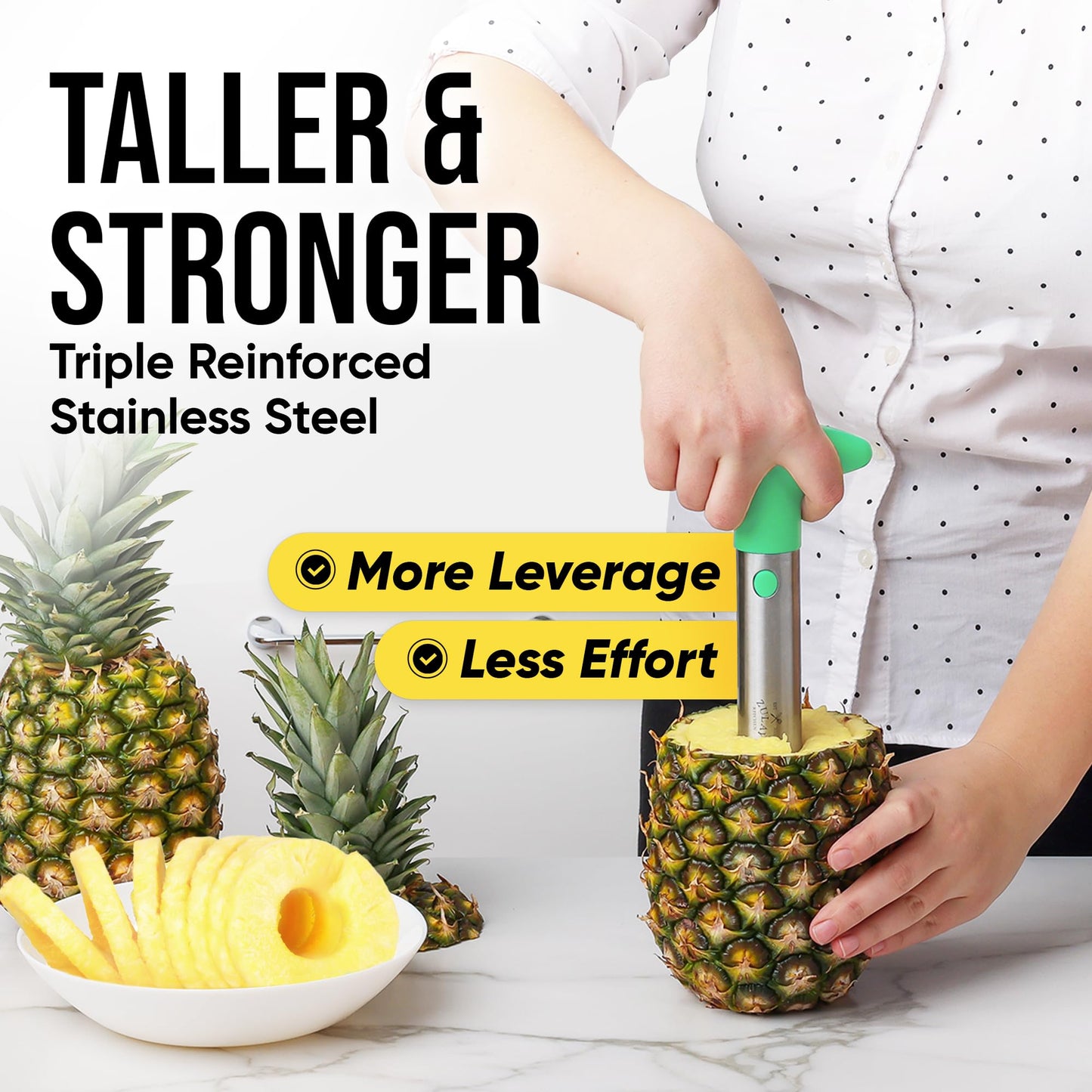 Pineapple Corer and Slicer with Triple Reinforced Stainless Steel with Thicker Blade - Easy-to-Use Pineapple Corer & Pineapple Cutter - Pineapple Slicer and Corer Tool for Easy Core Removal by Zulay