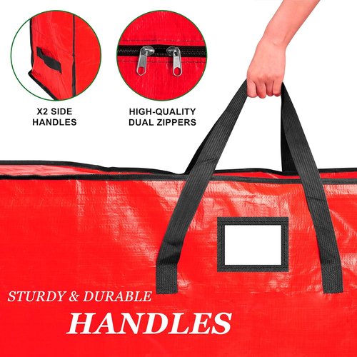 9 Ft Christmas Tree Storage Bag - Waterproof Protection for Extra Large Artificial Trees | Durable Handles & Dual Zippers, Red