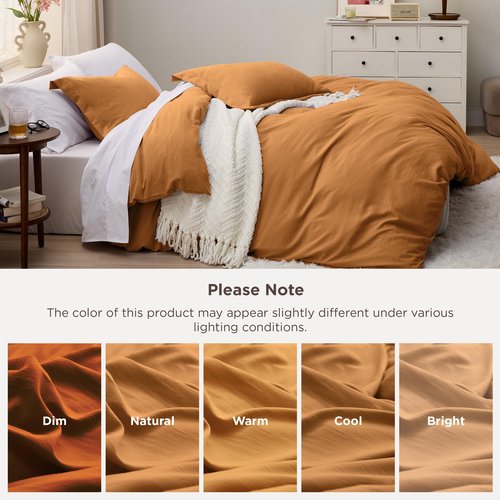 Bedsure Honey Ginger Duvet Cover King Size - 3 Pieces Prewashed Cotton-Like Polyester Extra Soft Bedding Set, Includes 1 Duvet Cover 104x90 Inches with Zipper Closure & 2 Pillow Shams, No Comforter