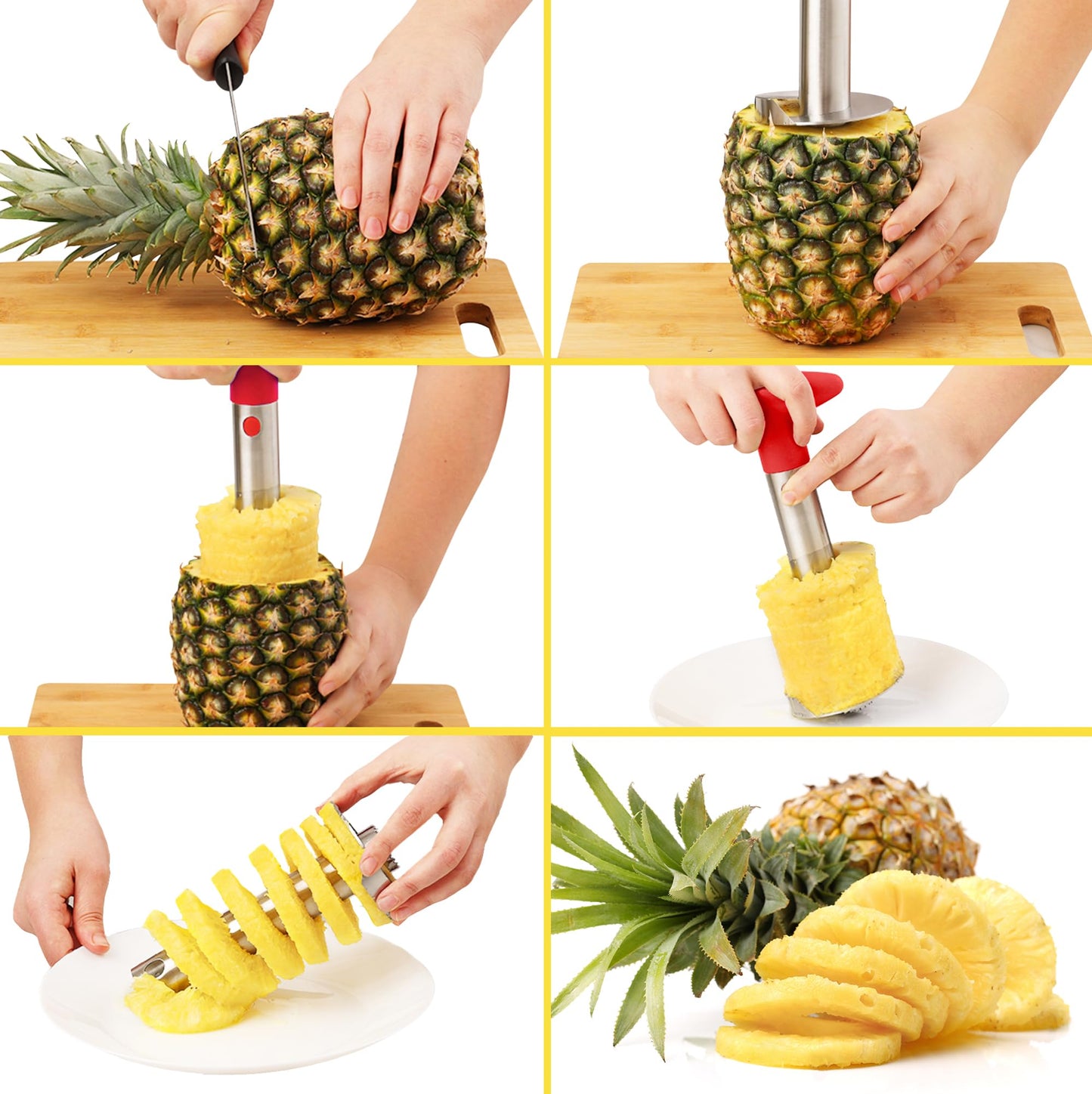 Pineapple Corer and Slicer with Triple Reinforced Stainless Steel with Thicker Blade - Easy-to-Use Pineapple Corer & Pineapple Cutter - Pineapple Slicer and Corer Tool for Easy Core Removal by Zulay