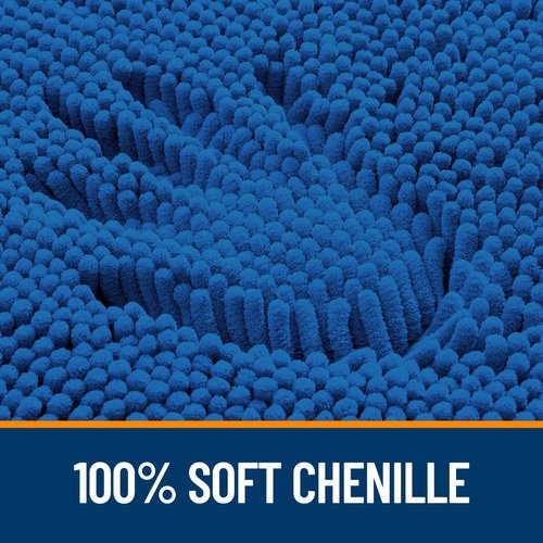 OLANLY Bathroom Rugs 36x24, Extra Soft Absorbent Chenille Bath Rugs, Rubber Backing Quick Dry, Machine Washable Bath Mats for Bathroom Floor, Tub and Shower, Home Decor Accessories, Deep Navy Blue