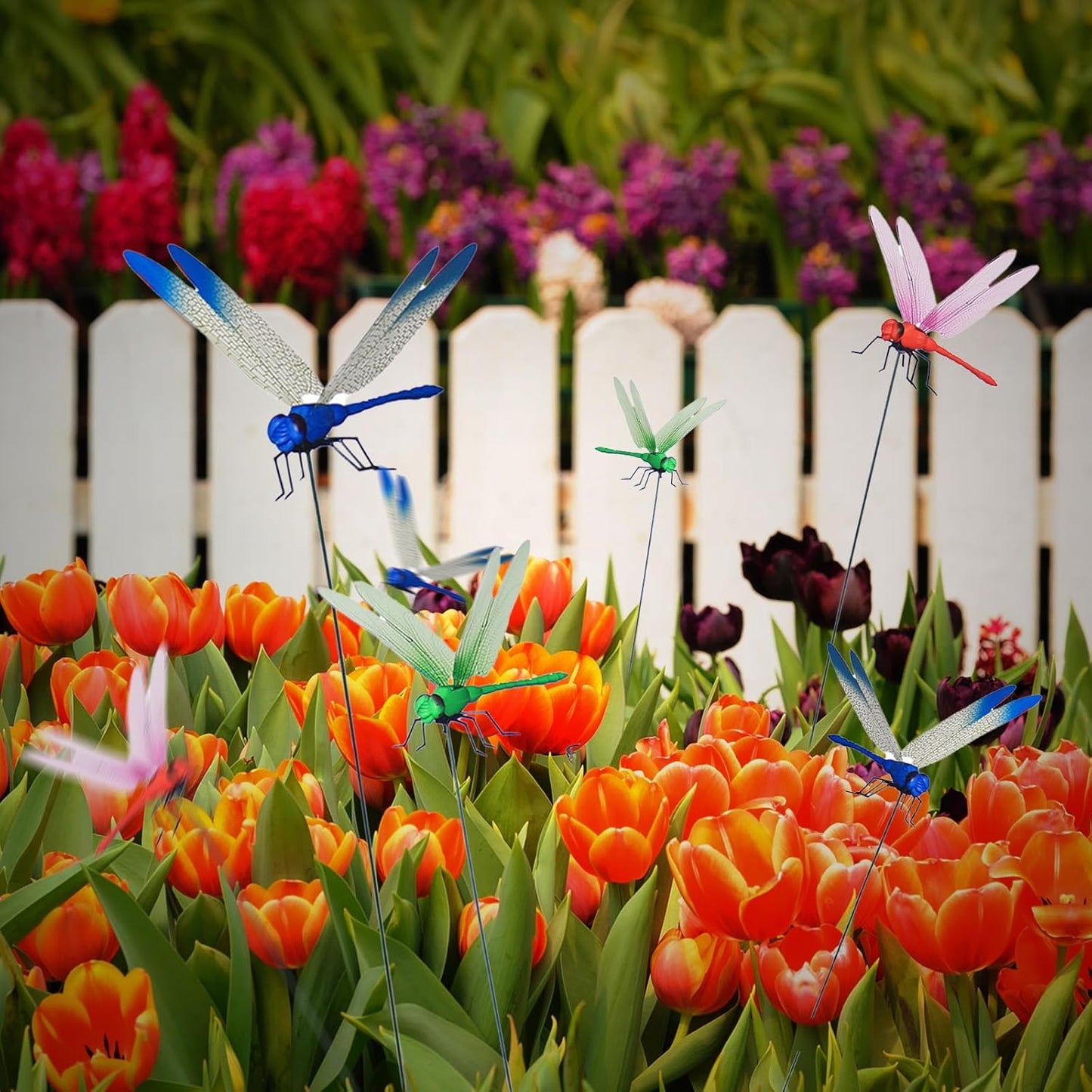 Skiennix 3D Dragonfly Clips - Decorative Garden Stakes | Fly Deterrent Hat Clips (12 Pcs)