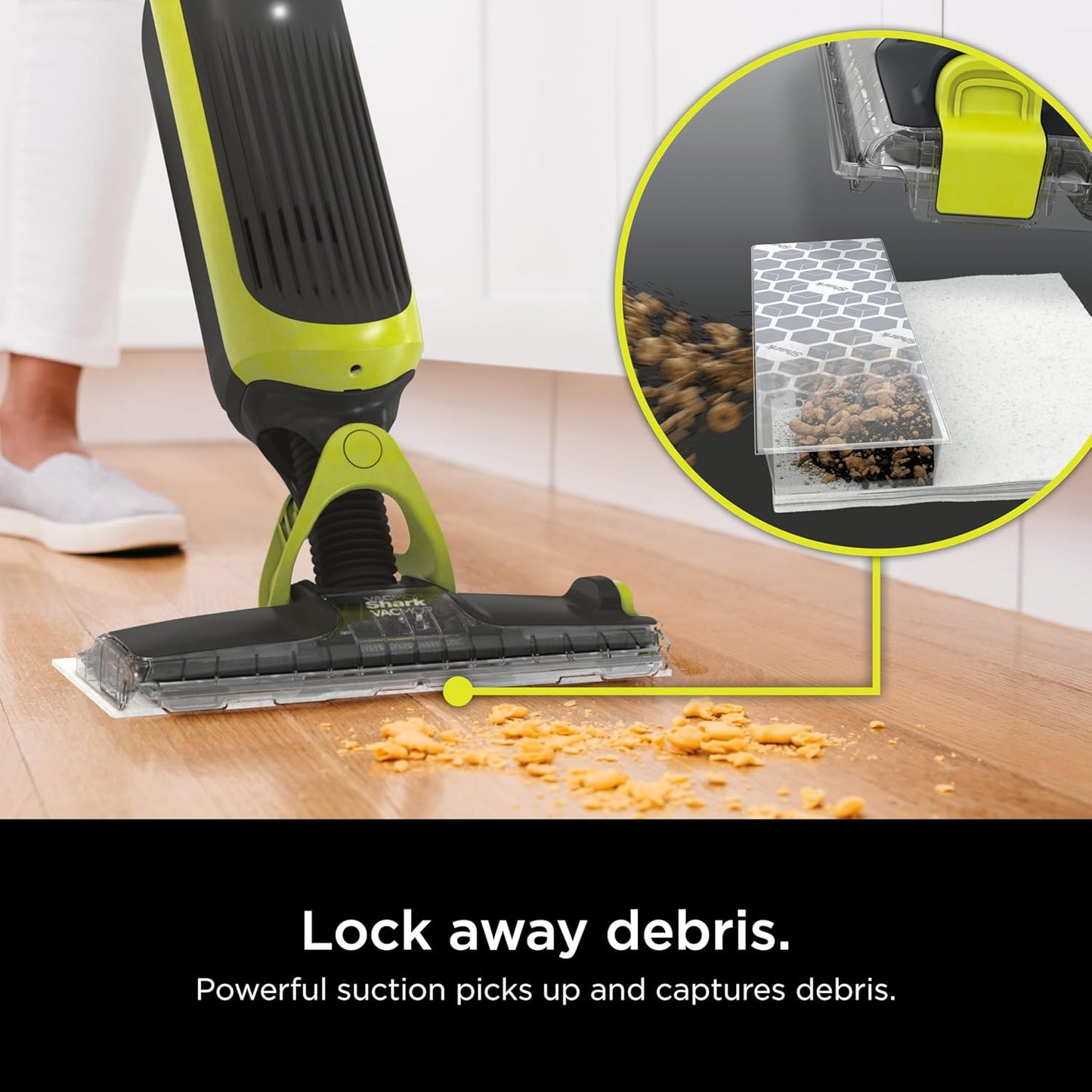 Shark VACMOP Cordless Hard Floor Vacuum Mop - Includes 2 Disposable Pads & 12oz Solution | Charcoal Gray