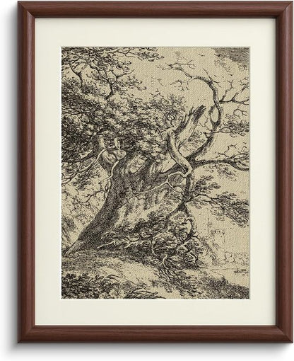 InSimSea Oak Tree Wall Art - Vintage Farmhouse Landscape Painting | 11x14in with Acrylic Panel