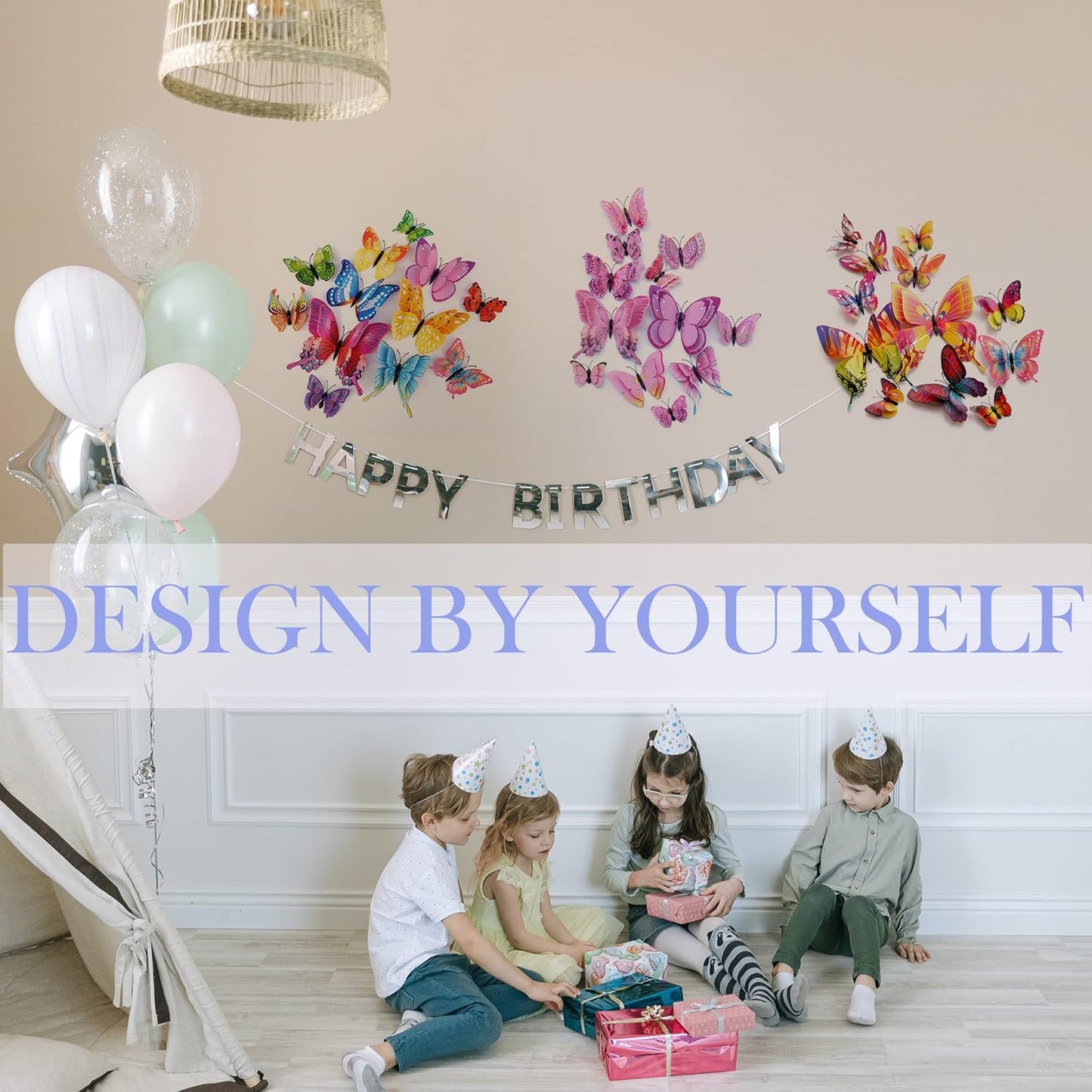 OPSEAM 3D Butterfly Wall Decor - 24 Pink Butterfly Stickers with Magnets for Party Decorations