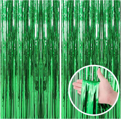 Green Streamers Backdrop by [Brand Name] - Jungle Party Decorations | Foil Fringe Curtains for Birthdays & Events