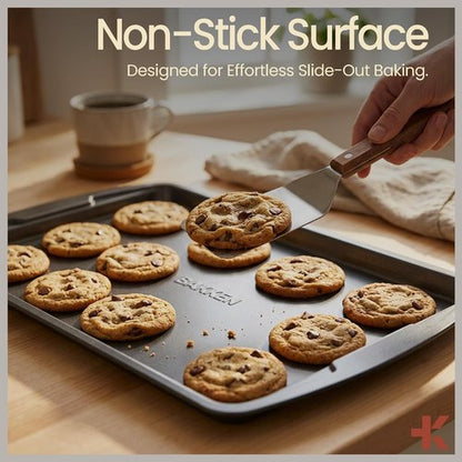 Gray 10-Piece Bakeware Set - Nonstick Carbon Steel Baking Sheets & Pans | Space-Saving, Dishwasher Safe, Oven Safe Up to 450°F