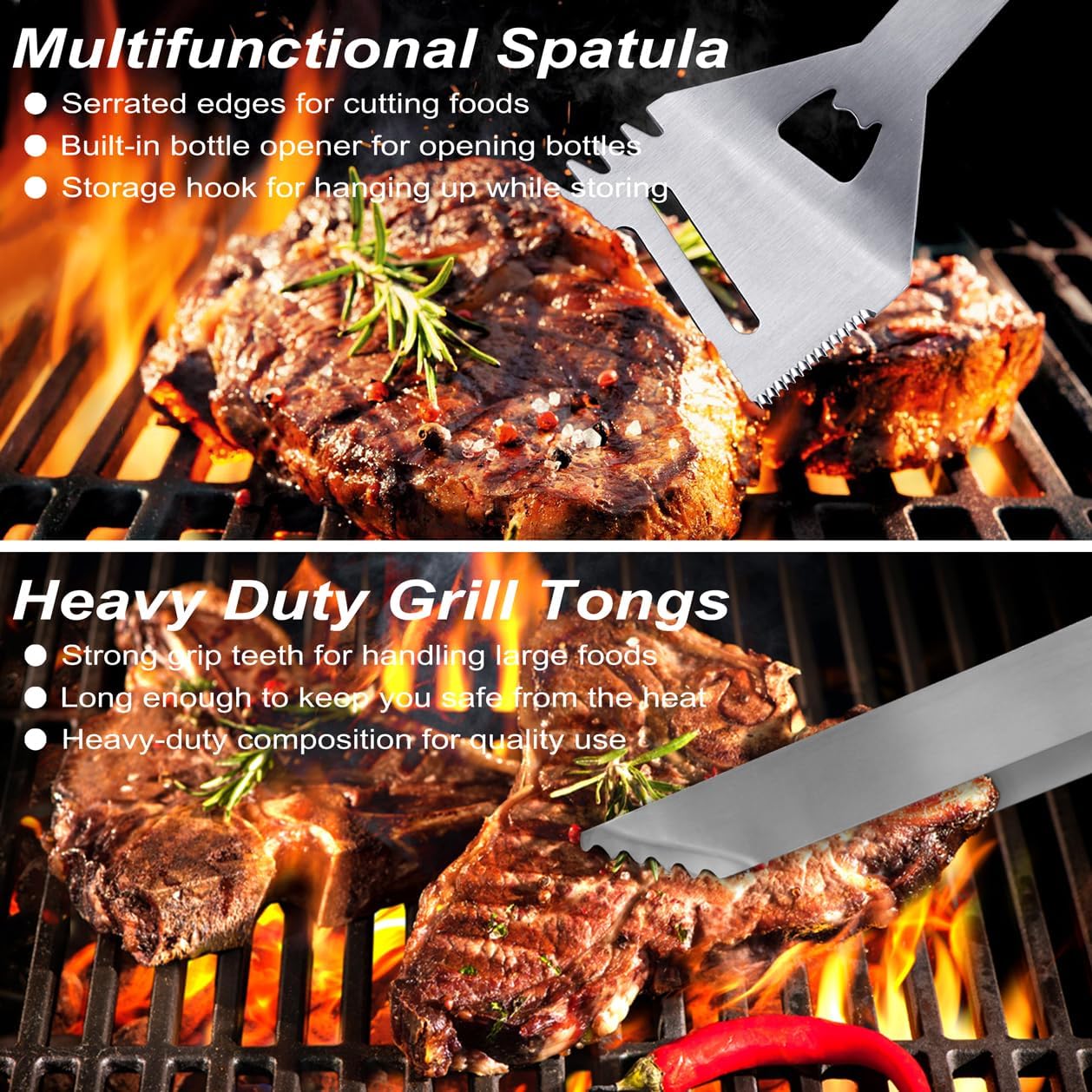 POLIGO 29 PCS BBQ Grill Accessories Set - Stainless Steel Tools with Storage Bag | Perfect Grilling Gifts for Men