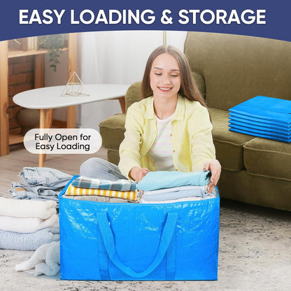 TICONN Extra Large Heavy-Duty Moving Bags - Durable Storage with Zippers & Handles | 2 Pack, Sky Blue