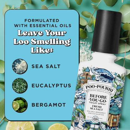 Poo-Pourri Before-You-Go Toilet Spray - Fresh Sea Salt Scent | Plant-Based Odor Deodorizer, 4 Fl Oz