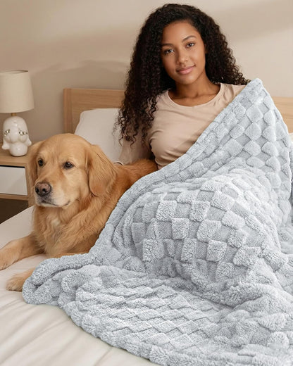 Utopia Bedding Cool Grey Checkered Fleece Throw Blanket - Soft Plush Cozy Design | 50x60 Inches