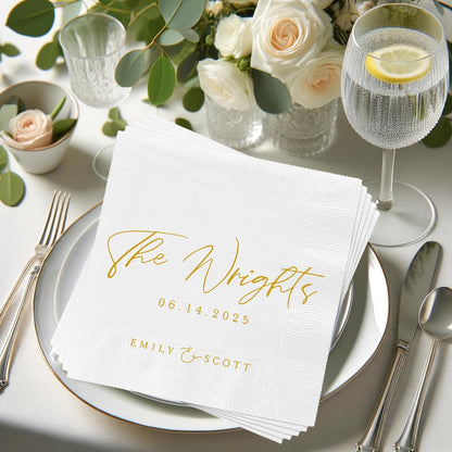 Regine Switzerland Personalized Wedding Cocktail Napkins - Custom Dinner Napkins for Bridal Showers & Receptions