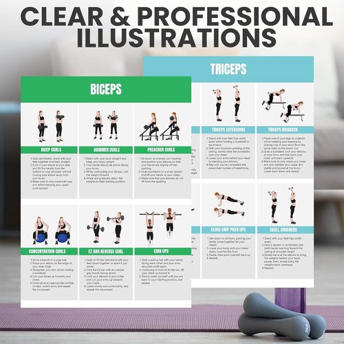 Full Body Workout Poster - Home Gym Exercise Chart for Glutes, Legs, Back & Abs | Strength Training Guide