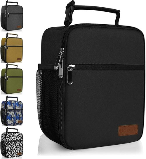 Deosk Insulated Lunch Bag - Reusable Portable Lunchbox for Men & Women | Black, Ideal for School & Work