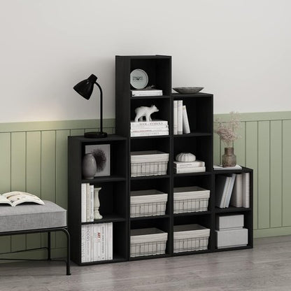 Furinno PASIR 5-Tier Modern Bookshelf - Easy Assembly Open Shelves Bookcase | Blackwood Finish, 9 x 12 x 52