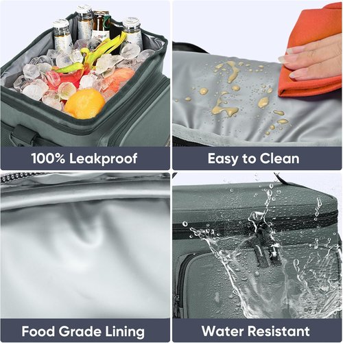 BALEINE Insulated Lunch Bag - Leakproof Cooler for Work & Picnic | 22 Can Capacity, Adjustable Strap, Large, Blue