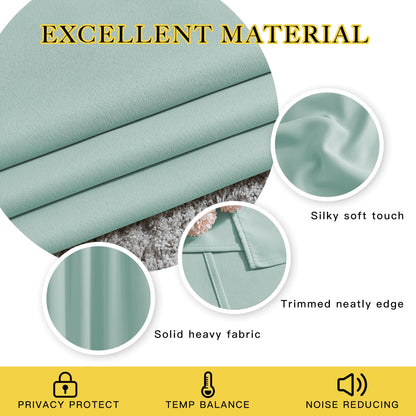 NICETOWN Room Darkening Curtains for Bedroom, Window Treatment Thermal Insulated Solid Grommet Window Treatments Sound Reducing for Living Room, Aqua Blue, Set of 2, W52 x L90