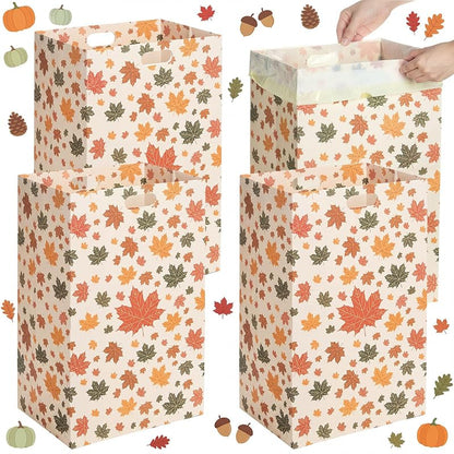 Fall 13 Gallon Disposable Trash Cans with 8 Bags – 4 Pack, Maple Leaf Design (Variation: Fall)