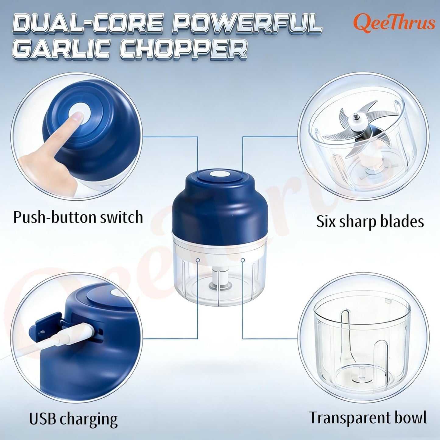Skiennix Mini Electric Food Chopper - Versatile Vegetable, Onion & Garlic Processor with Container