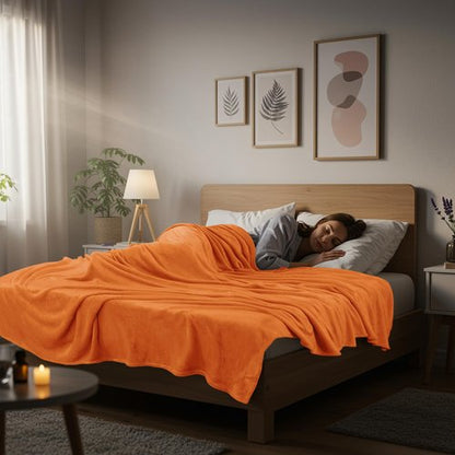 Utopia Bedding Fleece Blanket Queen Size Burnt Orange 300GSM Luxury Fuzzy Soft Anti-Static Microfiber Bed Blanket (90x90 Inch)