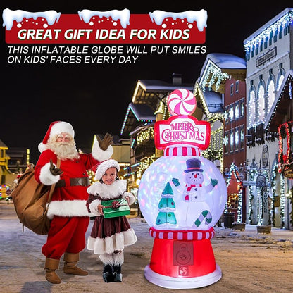 7.8FT Christmas Inflatable Snow Globe Decor with Rotating Lights - Outdoor