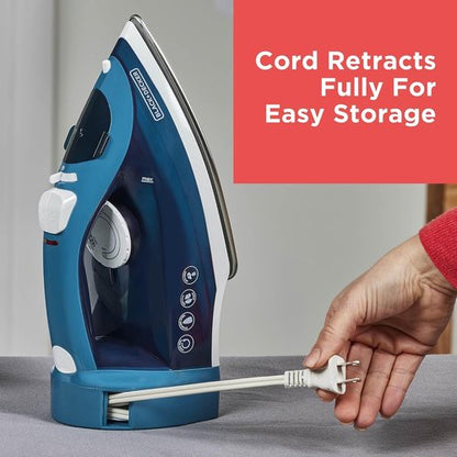 BLACK+DECKER Steam Iron - 1200W Vertical Steaming with Retractable Cord & Anti-Drip Design